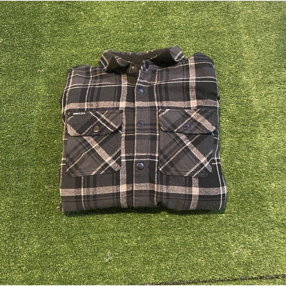 Howitzer jacket mens large black white artillery quilted flannel plaid USA RK